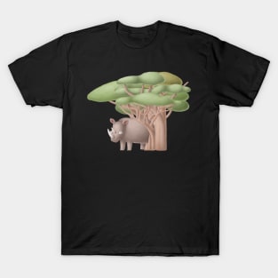 Cute rhinoceros in safari T-Shirt